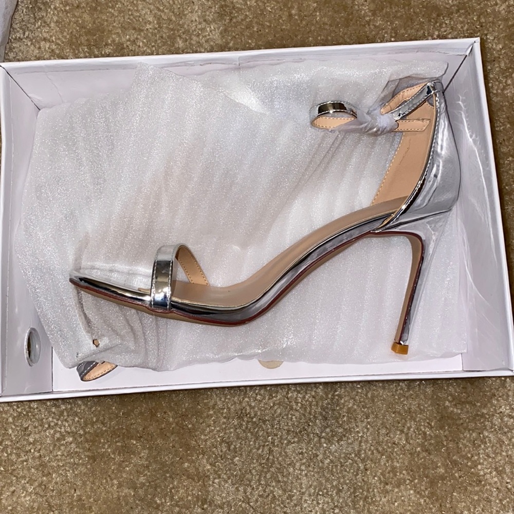Chrome silver high heels